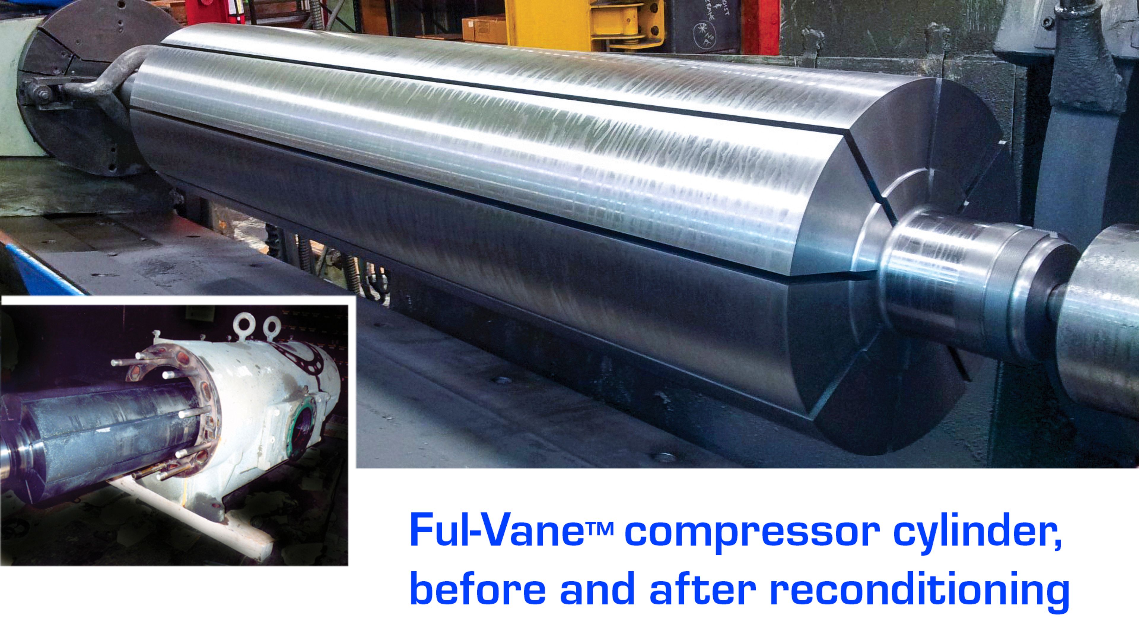 Ful-Vane compressor cylinder, before and after reconditioning