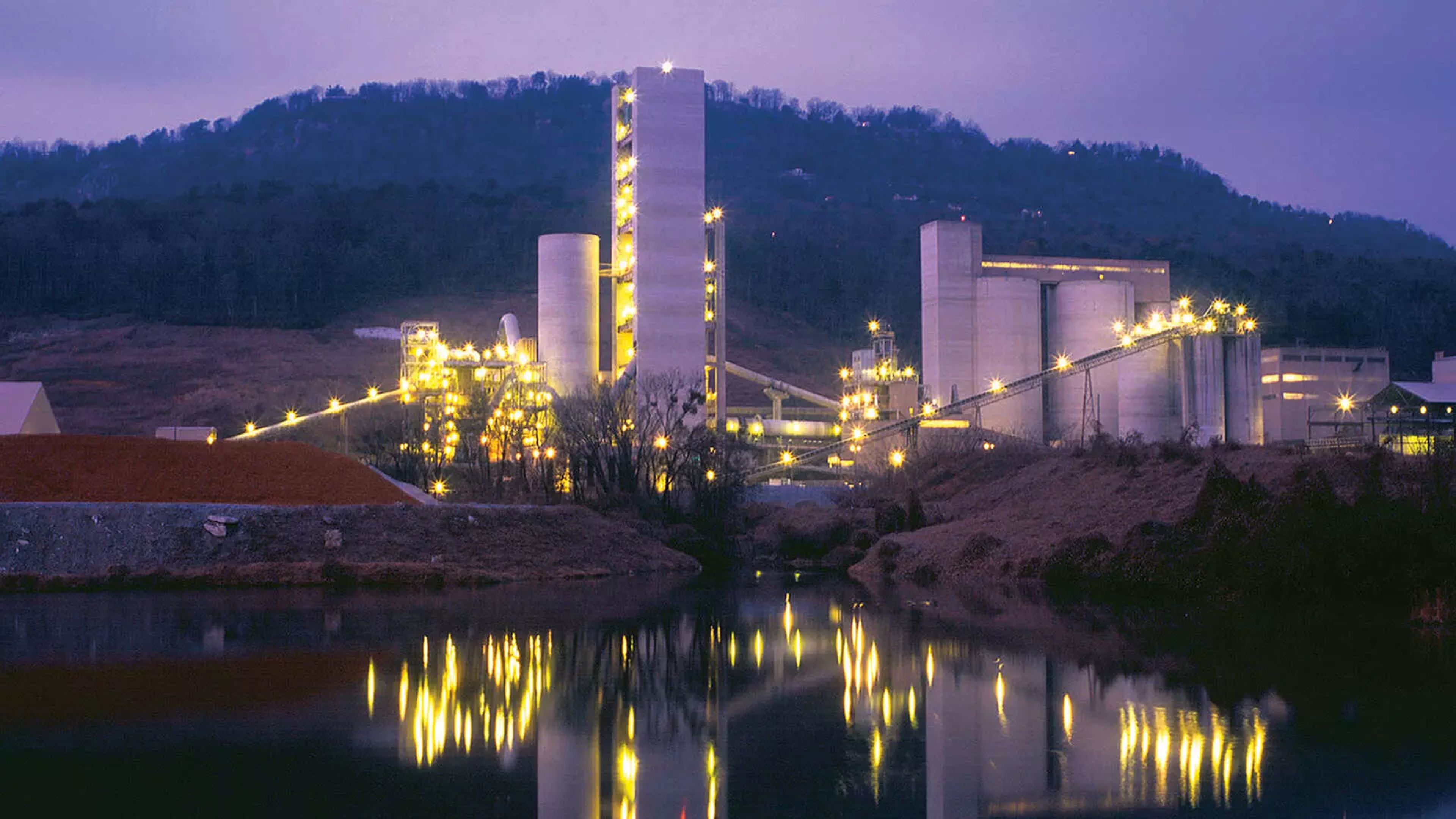 cement plant by night